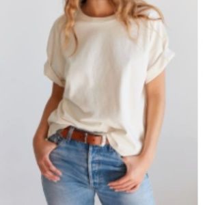 BDG Boston Oversized Ringer Tee Cream White